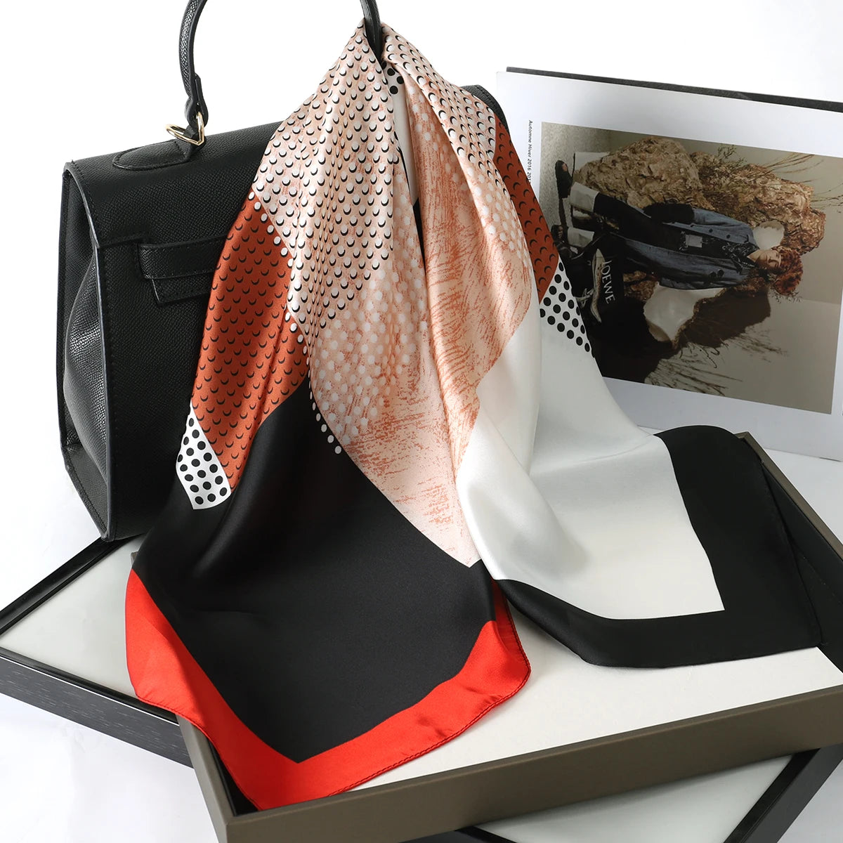 Fashion Scarves for Women Shawl Print Silk Satin Hijab Scarf Female Bandana 70*70cm Luxury Brand Square Shawls Scarfs for Ladies