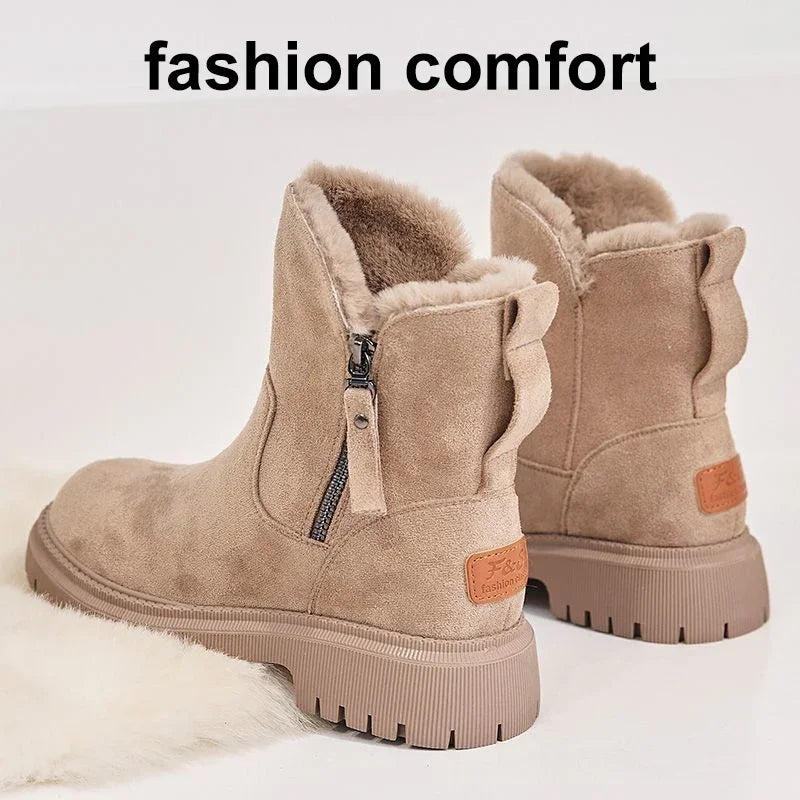 Winter Shoes Women Plush Boots Casual Fashion Warm Shoes Comfort Cotton Boots Platform Thigh High Boot Ladies Wedge Ankle Boots