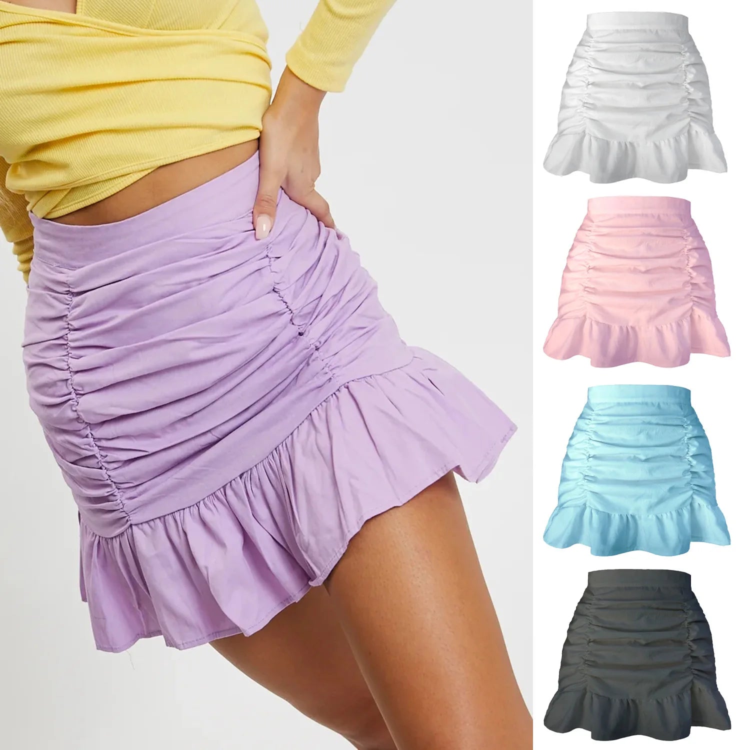 Woman Skirts Harajuku 2021 Hot Style Skirt Falbala Zipper Skirts Pure Color Drape Pockets Hip Fishtail Skirts Womens WSL4421