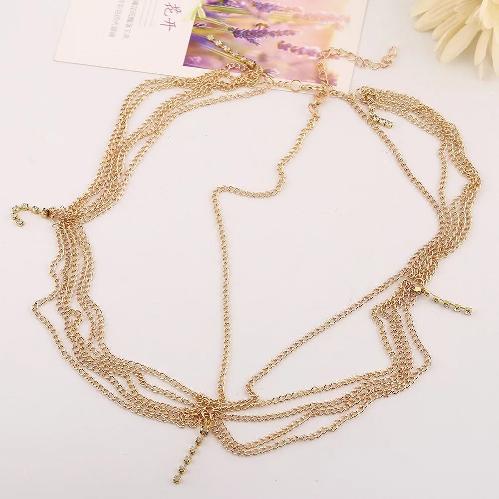 Boho Crystal Bride Headdress Hair Accesories New Fashion Elegant Head Chain Jewelry Women Wedding Accessories Bridal Headpiece