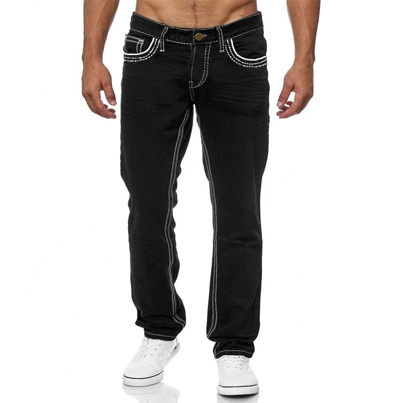 Straight Jeans Men Washed No Hole Jean Spring Summer Boyfriend Jeans Streetwear Loose Cacual Designer Long Denim Pants Trousers