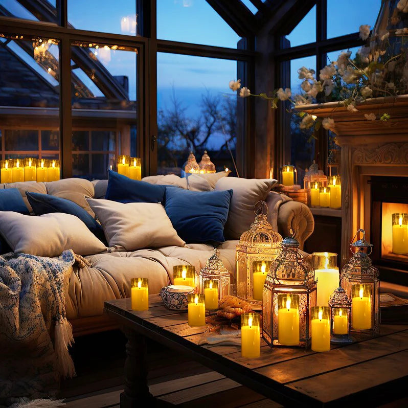 6-60pcs Acrylic Glass Led Candles With Batteries Wedding Flameless Candles Flickering Pillar Candle for Home Party Outdoor Decor