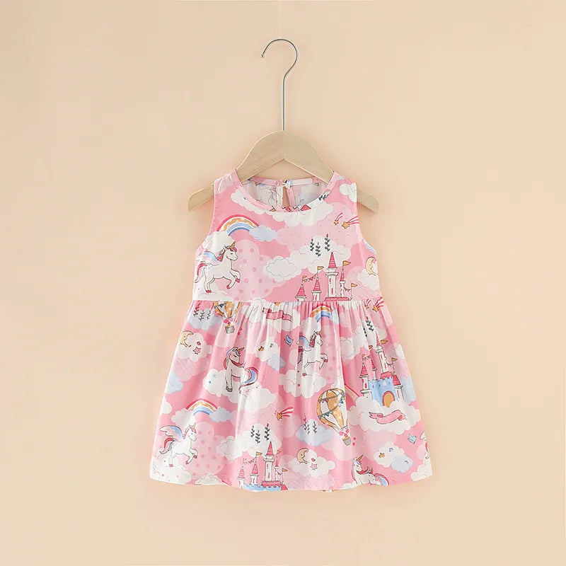 Girl Dress Cotton Summer Kids Clothes Girls Children Flower Dresses Sleeveless Princess Party Outfit Children's Clothing