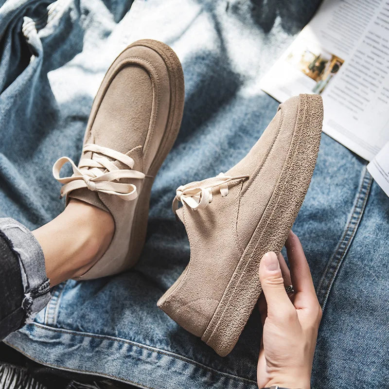 Cowhide Men's Shoes Fashionable Shoes Versatile Shoes Low Top Boots  Retro Casual Leather Shoes Men's British Work Shoes