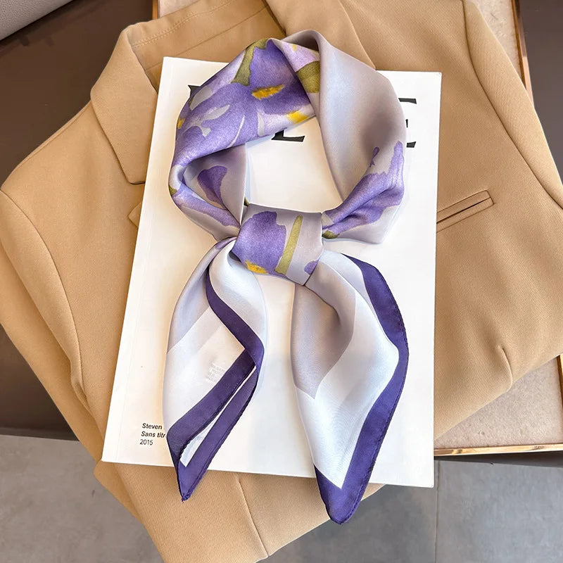 Fashion Scarves for Women Shawl Print Silk Satin Hijab Scarf Female Bandana 70*70cm Luxury Brand Square Shawls Scarfs for Ladies