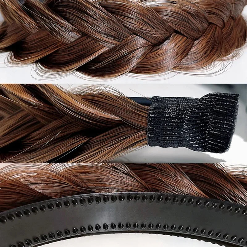 Women Synthetic Wig Braided Hair Bands Invisible Fashion Braids Hair Accessories Female Bohemian Nature Hair Headband for Party