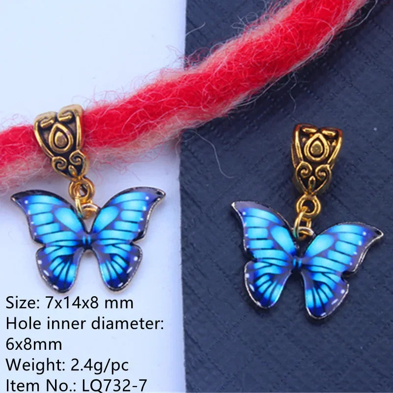 5pcs/Bag Hair Braid Bead Butterfly Dreadlock Beads Ring Braiding Hair Sparkly Hair Styling Tool Bohemian Braid Hairs Accessories