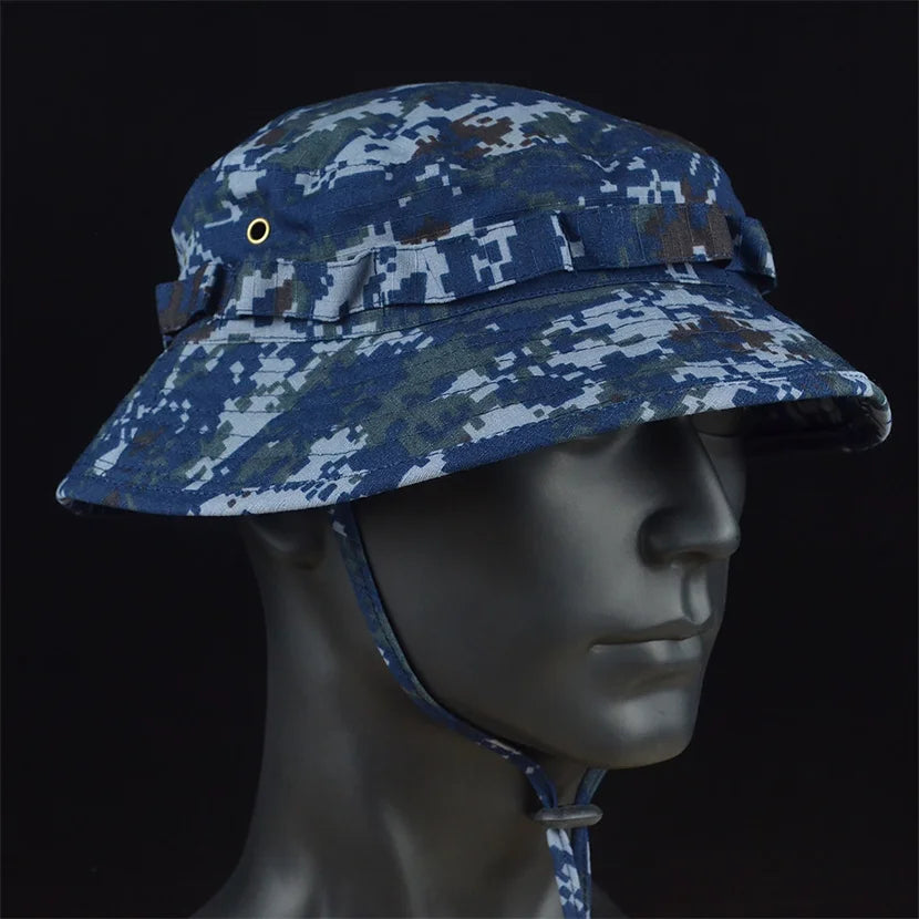 Tactical Boonie Hats Sun Fishing Hat Outdoor Camouflage Bobble Cap Hiking Fisherman Sniper Ghillie Bucket Hats