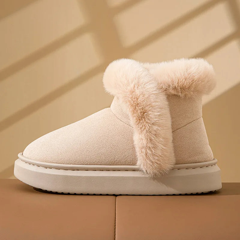 Pallene Winter Plush Snow Boots for Women Outdoor Non-Slip Casual Furry Cotton Boots Indoor Warm Cozy Home Shoes Fuzzy Flat Boot