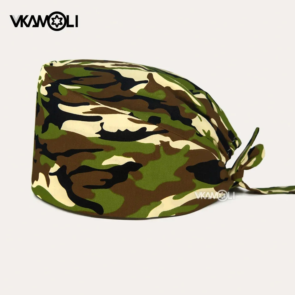Wholesale Camouflage Print Women and Men Scrubs Caps Laboratory Health Service Station Work Cap Scrubs Hat Nursing Head Cap