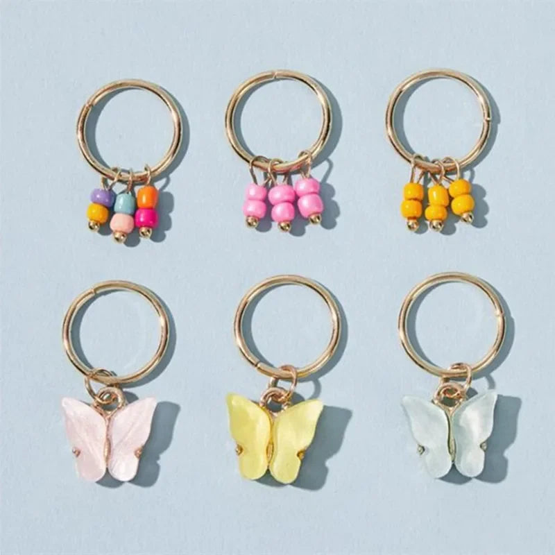 5pcs/Bag Hair Braid Bead Butterfly Dreadlock Beads Ring Braiding Hair Sparkly Hair Styling Tool Bohemian Braid Hairs Accessories