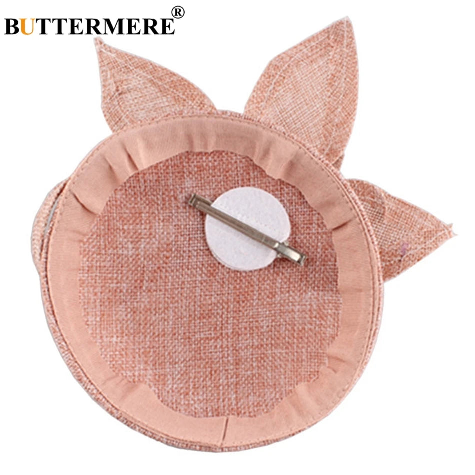 BUTTERMERE Women Fedora Ladies Hats Linen Bride Hat Veil Female Elegant Wedding Party Vintage Pillbox Hat Church Hats Woman Hat