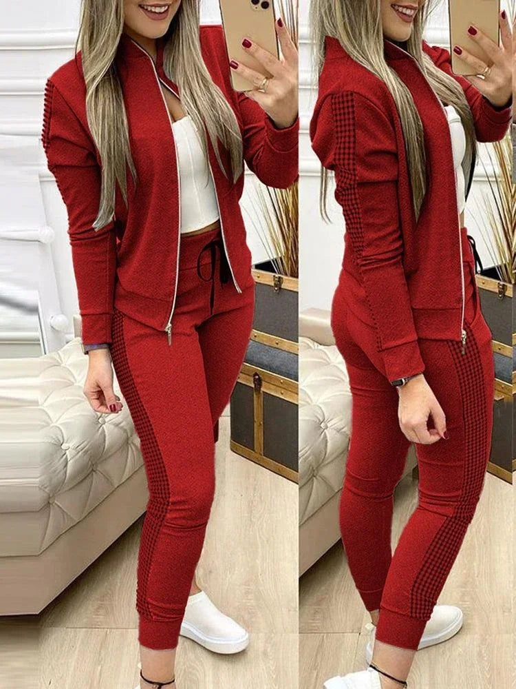 Trend Leopard 2 Two Piece Set Women Outfits Activewear Zipper Top Leggings Women Matching Set Tracksuit Female Outfits for Women