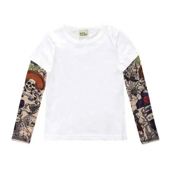 Novelty Tattoo Long Sleeve Children T-Shirts Cotton Boys T Shirt Kids TShirt Autumn Kids Girls Tops 2-7Years Children Clothes
