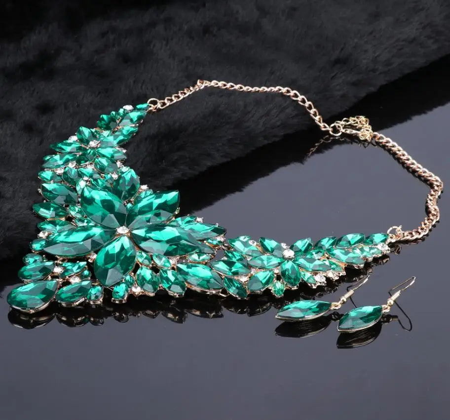 Fashion Crystal Jewelry Sets Bridal Necklace Earrings Sets Wedding Party Jewelery Dress Jewellery Decoration Accessories