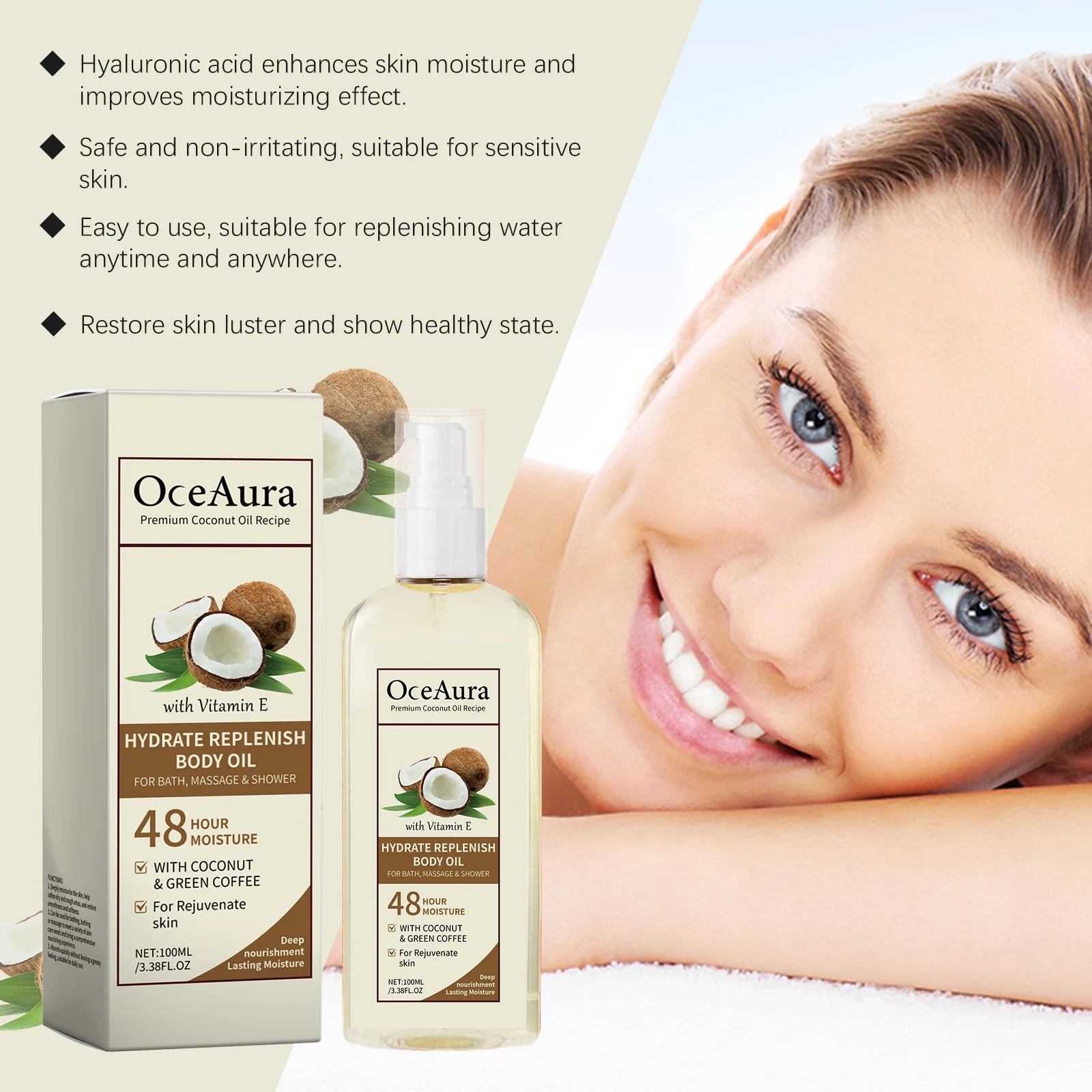 Coconut Oil Sooth Dry Rough Skin Deep Nourishment Reduce Fine Lines Relaxation Body Face Skin Care Product Massage Essential Oil