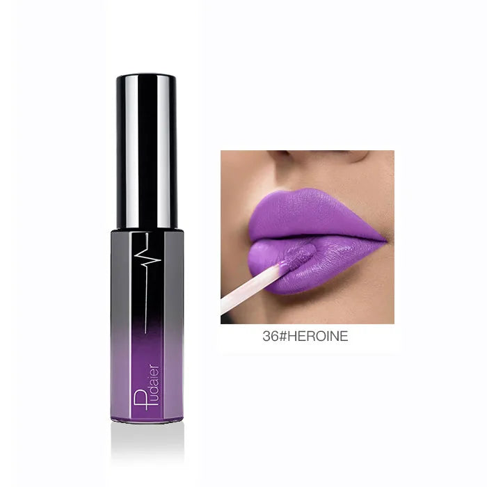 Pudaier Semi Matte Liquid Lipstick Lips Makeup Half Moisturizing Lip Gloss Makeup Cosmetics Moisturizer Lipgloss Make Up Batom - My Store