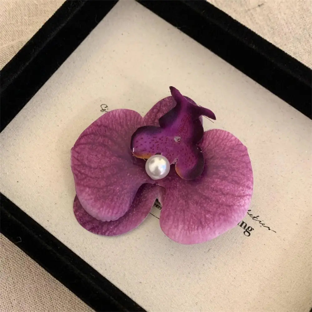 Hair Accessories Flower Hair Clip Hair Ornament Pink Orchid Orchid Hairpin Side Barrettes Headdress Bohemia Barrettes