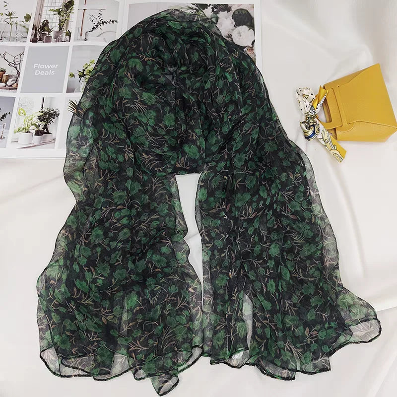 [BYSIFA] Ladies Silk Scarf Shawl New Long Scarves Fashion Brand Scarves Elegant Purple Blue Neck Scarf Beach Shawl Cover-Ups