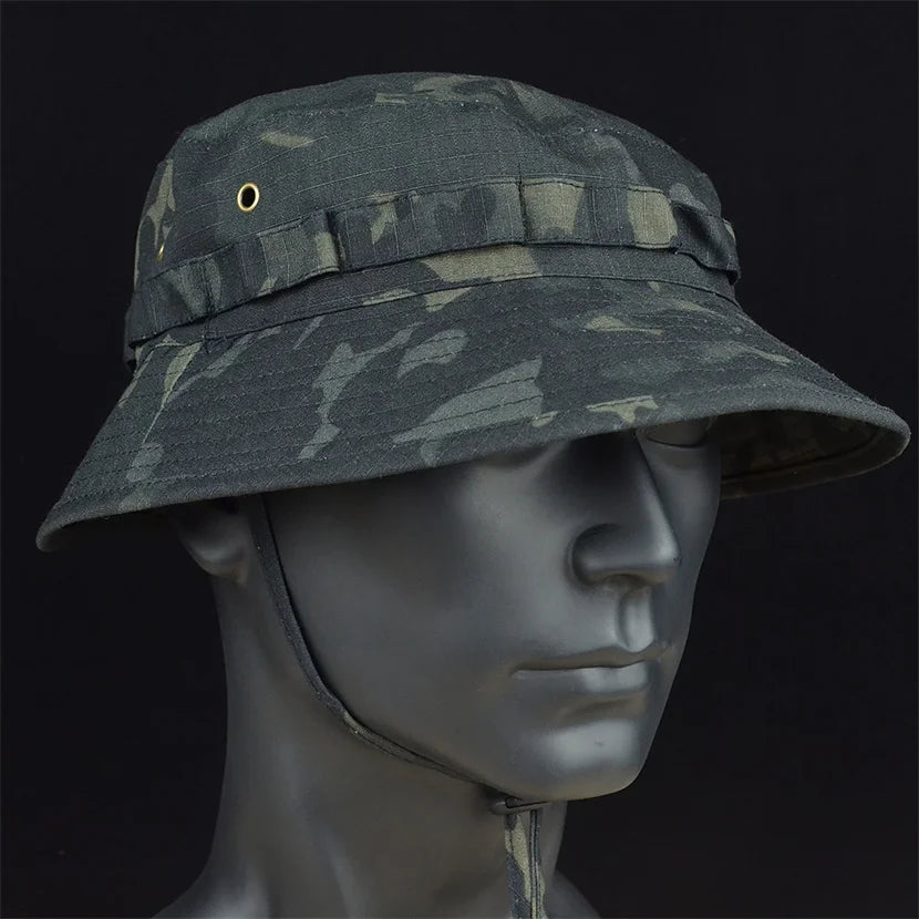 Tactical Boonie Hats Sun Fishing Hat Outdoor Camouflage Bobble Cap Hiking Fisherman Sniper Ghillie Bucket Hats
