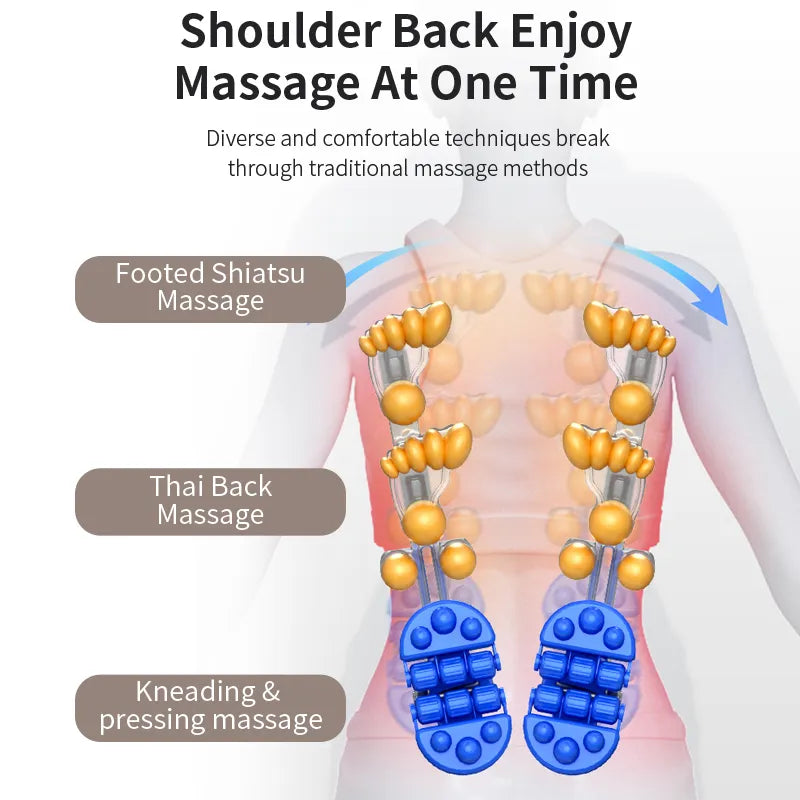 JinKaiRui Vibrating Electric Cervical Neck Back Body Cushion Massage Chair Kneading Heating Muscle Stimulator Device Health Care