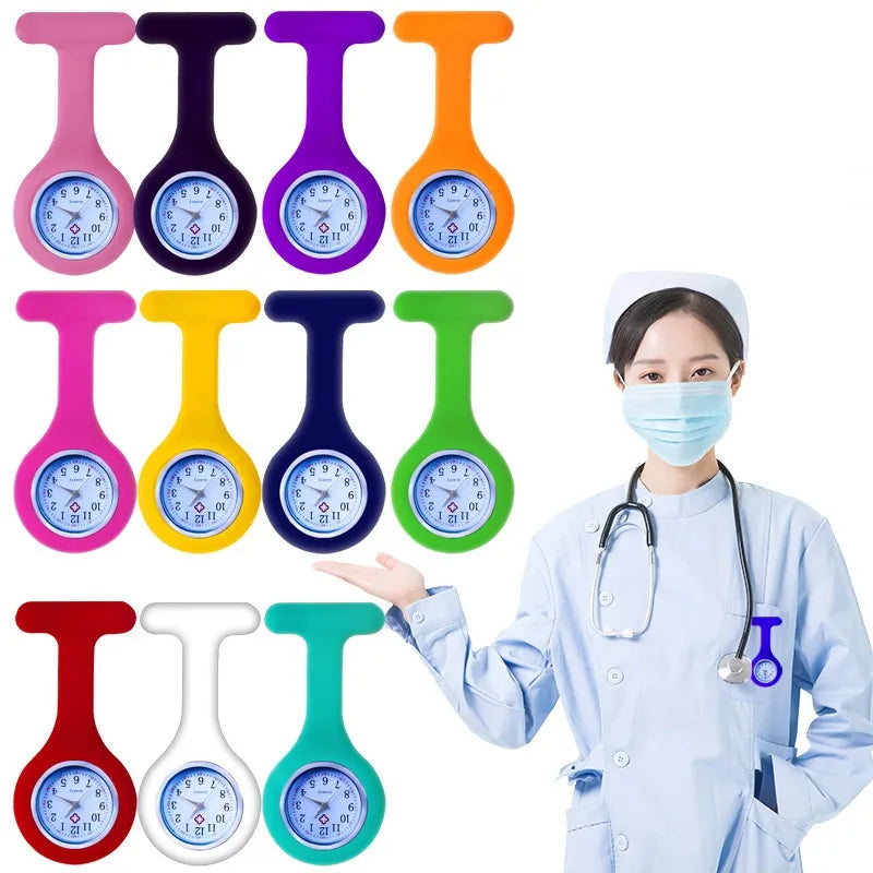Mini Cute Pocket Watches Silicone Nurse Watch Brooch Tunic Fob Watch With Free Battery Doctor Medical Unisex Watches Clock