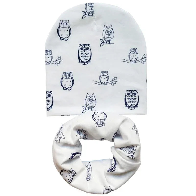 Winter Spring Cotton Baby Hat Scarf Infant Hat Set Duvet Fabric Beanie Hats for Kids Baby Girl Hat Baby Boy Hat Plush Warm Hat