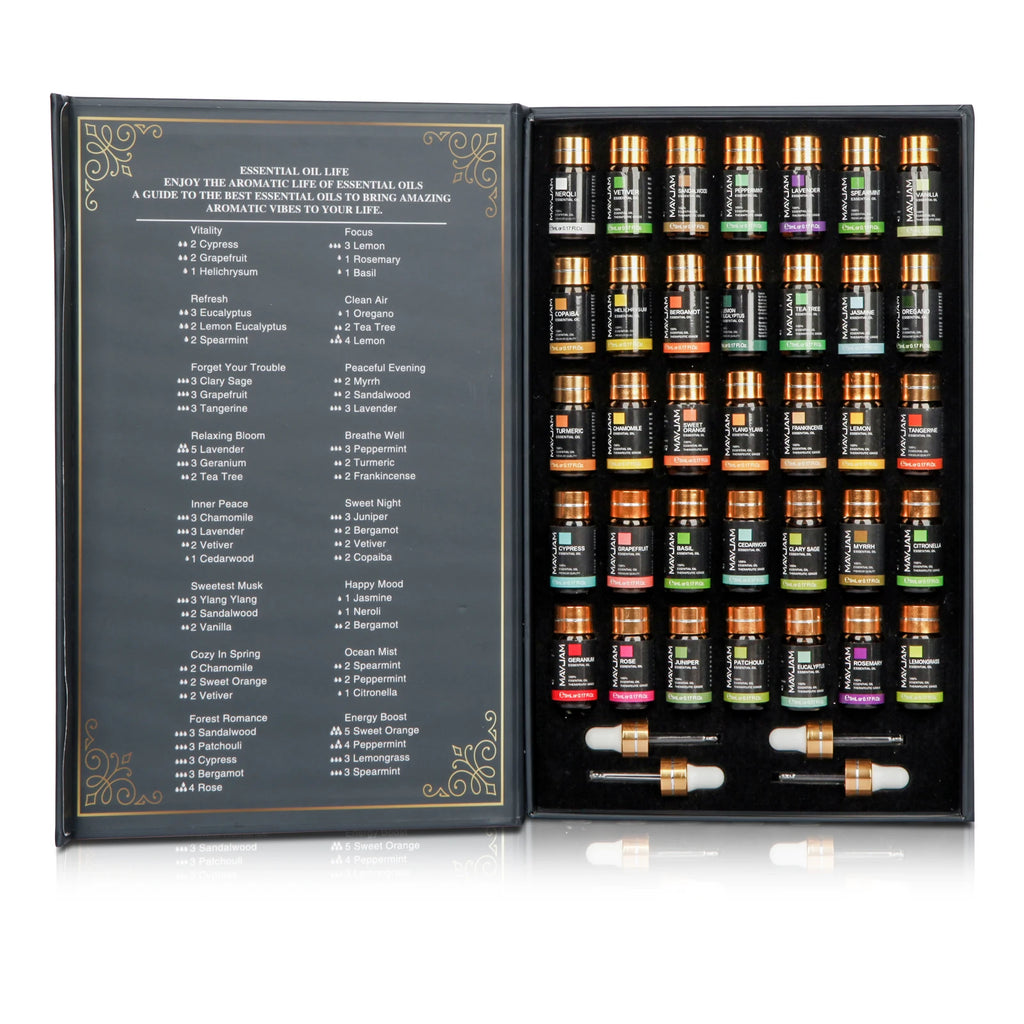 MAYJAM 35pcs/Set Essential Oils for Diffuser DIY Making Scent Candle Massage Burner Air Freshener Aroma Oil Gift Box