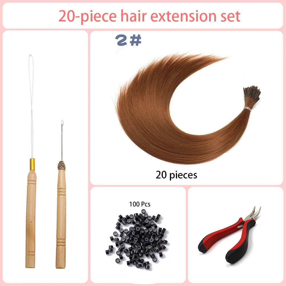 20 Strands/Pack Random Ten Colors Synthetic Colored I-Tip Stick Hair Extensions Straight Hair 16 Inch for Women High Temperature