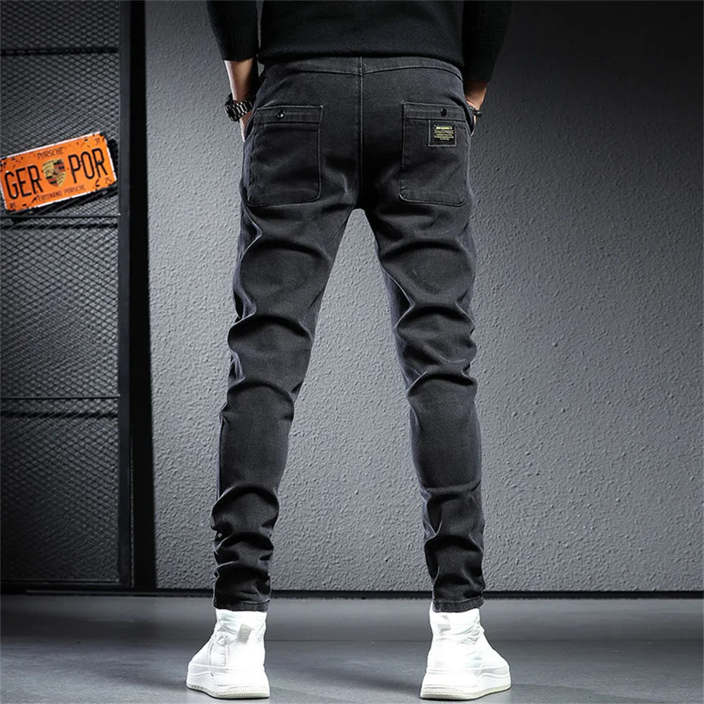 Spring Summer Black Gray Cargo Jeans Men Streetwear Denim Jogger Pants Men Baggy Harem Jean Trousers Cargo Pants Men Jeans