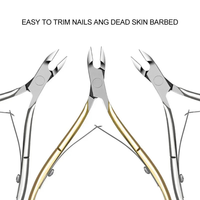 Stainless Steel Cuticle Nipper Professional Remover Scissors Finger Care Manicure Nail Clipper Dead Skin Tools Gold and Sliver