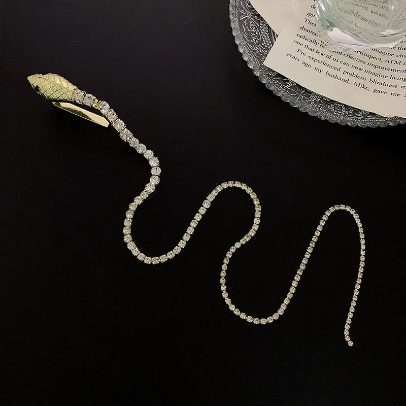 New Rhinestone Snake Hair Band for Hair Women Long Tassel Crystal Headband Hair Accessories Wedding Accessories Hair Jewelry