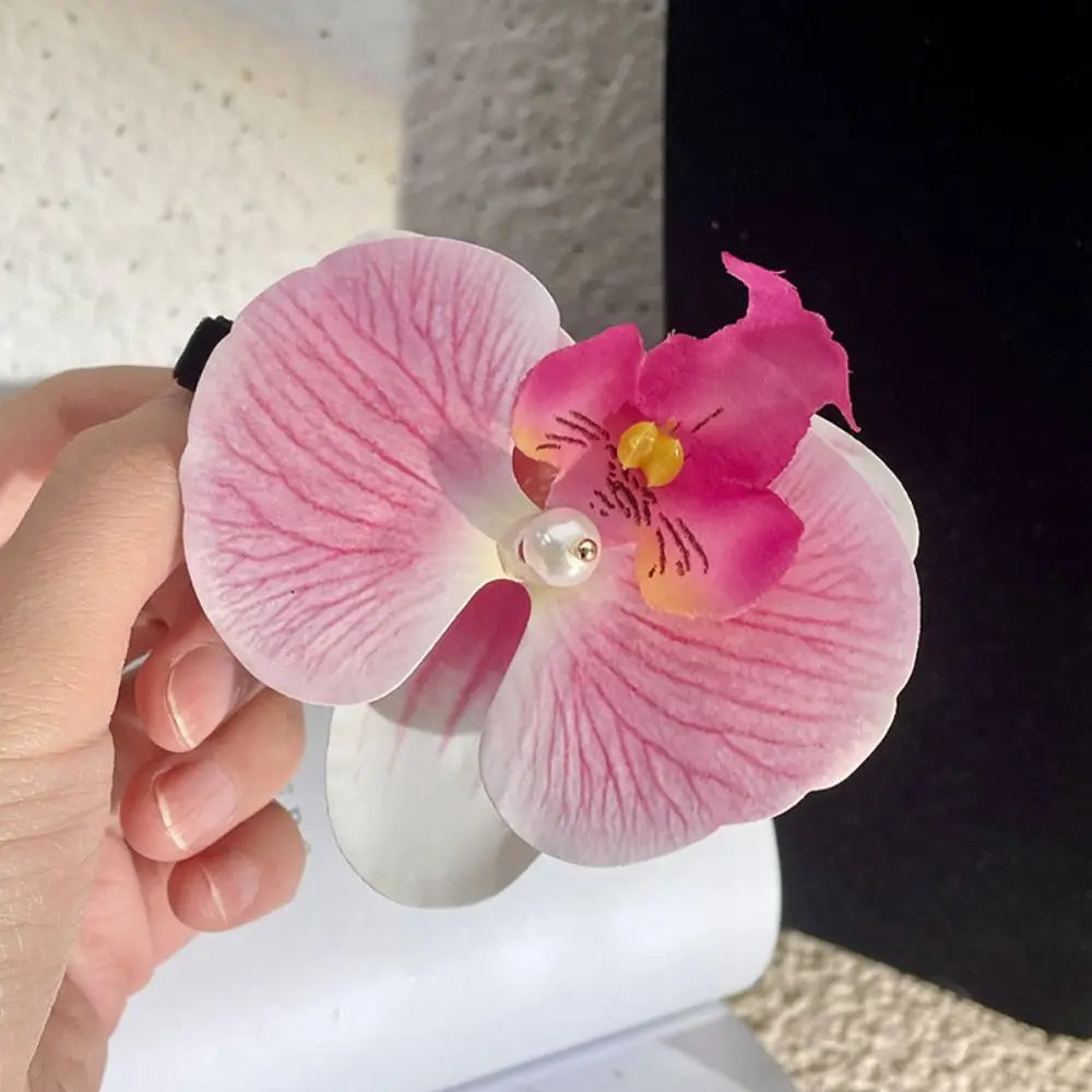 Hair Accessories Flower Hair Clip Hair Ornament Pink Orchid Orchid Hairpin Side Barrettes Headdress Bohemia Barrettes