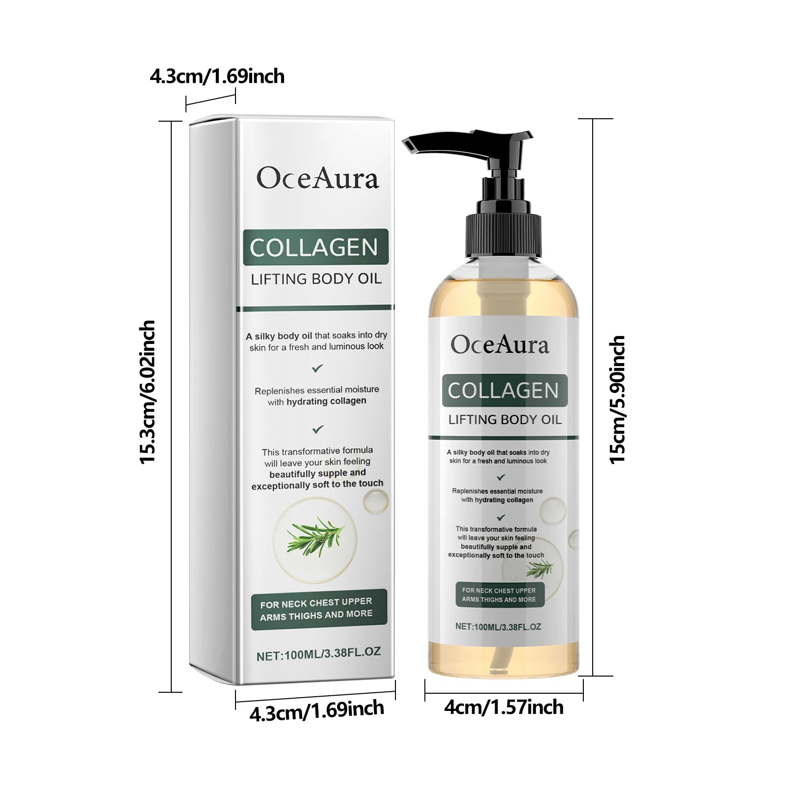 OceAura Collagen Body Oil Moisturizing and Moisturizing Whole Body Massage Essential Oil for Dry Skin Moisturizer Hydrating
