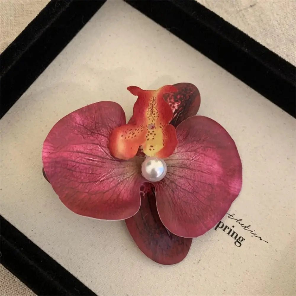 Hair Accessories Flower Hair Clip Hair Ornament Pink Orchid Orchid Hairpin Side Barrettes Headdress Bohemia Barrettes
