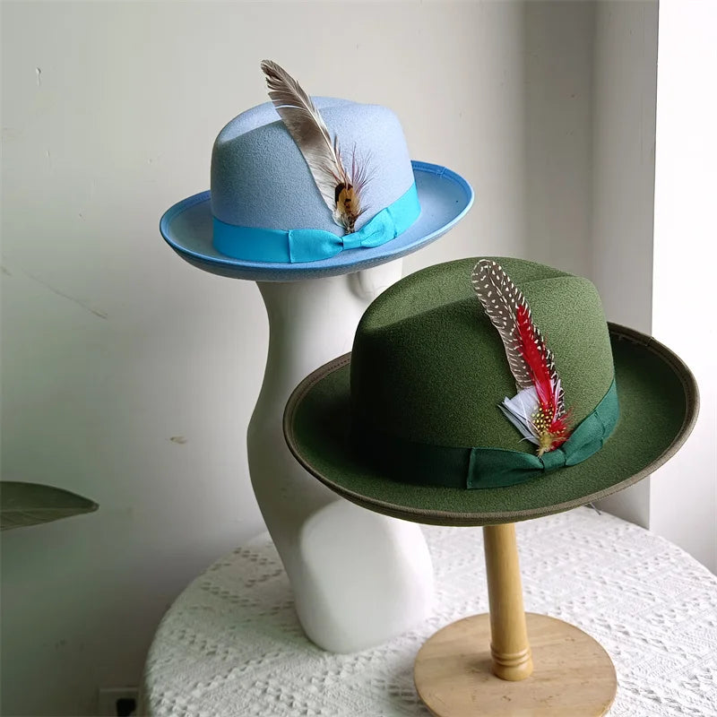 Hats Fedoras  Wide Brim Hat Panama Felt Hat for Male Jazz Hat Church Top Cap British Women Fedoras Hats for Men шляпа женская