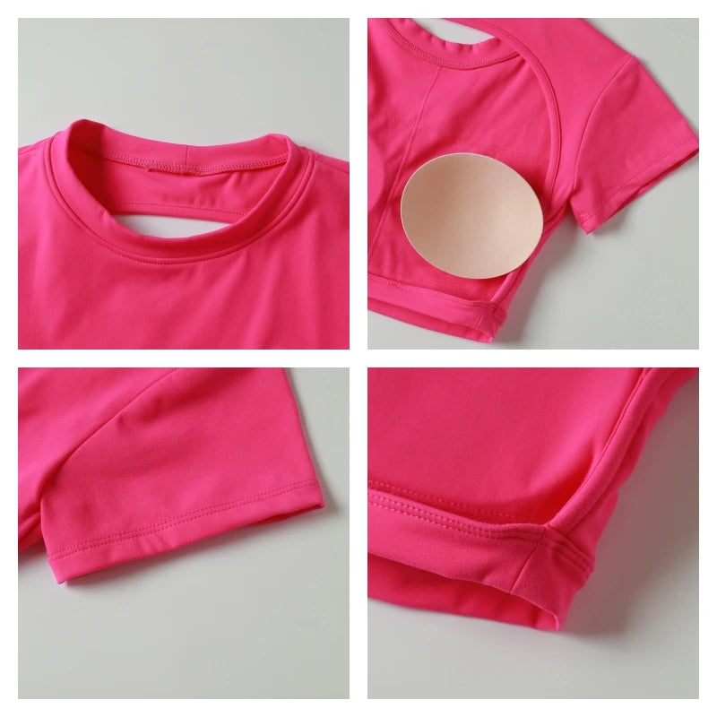 Hearuisavy Sports Shirts Workout Tops Fitness Activewear Female Quick-Dry Yoga Clothes Sport Crop Tops Backless Gym Top Women