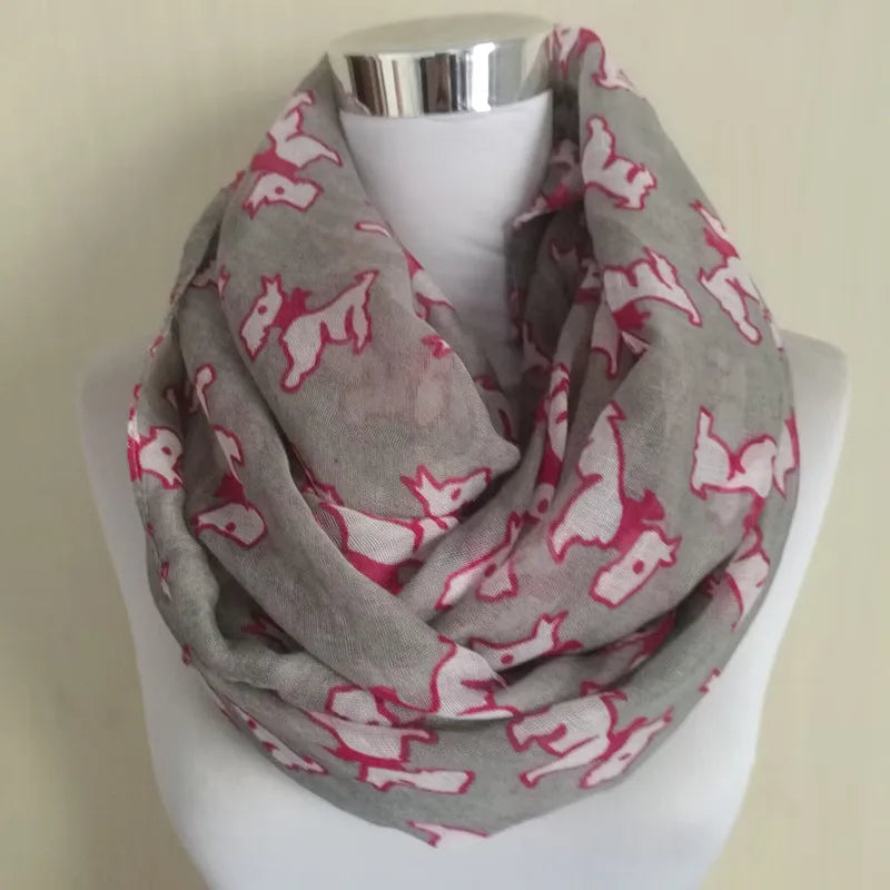 New Ladies Viscose Cotton Hedgehog Print Infinity Scarf for Women Variety of Animal Prints Circle Scarves Fashion Ring Scarfs