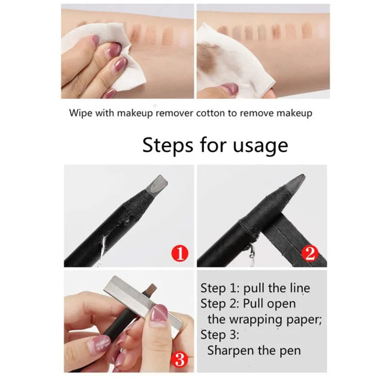 Hard Core Pull Line Fog Eyebrow Pencil Permanent Makeup White Eyeliner Waterproof Natural Long-Lasting for Makeup Artists - My Store