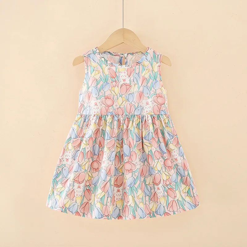 Girl Dress Cotton Summer Kids Clothes Girls Children Flower Dresses Sleeveless Princess Party Outfit Children's Clothing