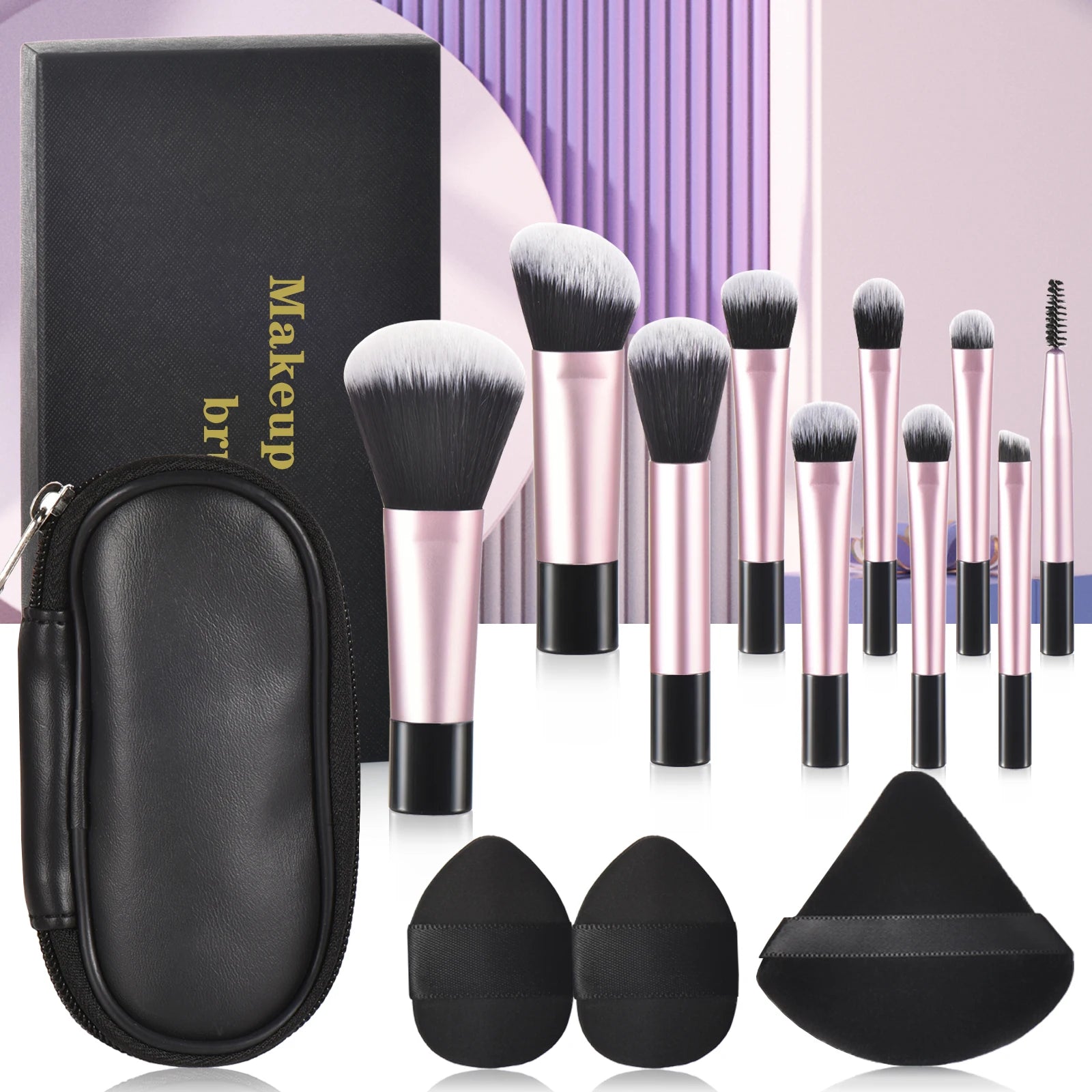 10 Color Mini Makeup Brush Travel Portable Makeup Tool Makeup Puff - Palm Brush Professional Makeup Tool Set Christmas Gift - My Store