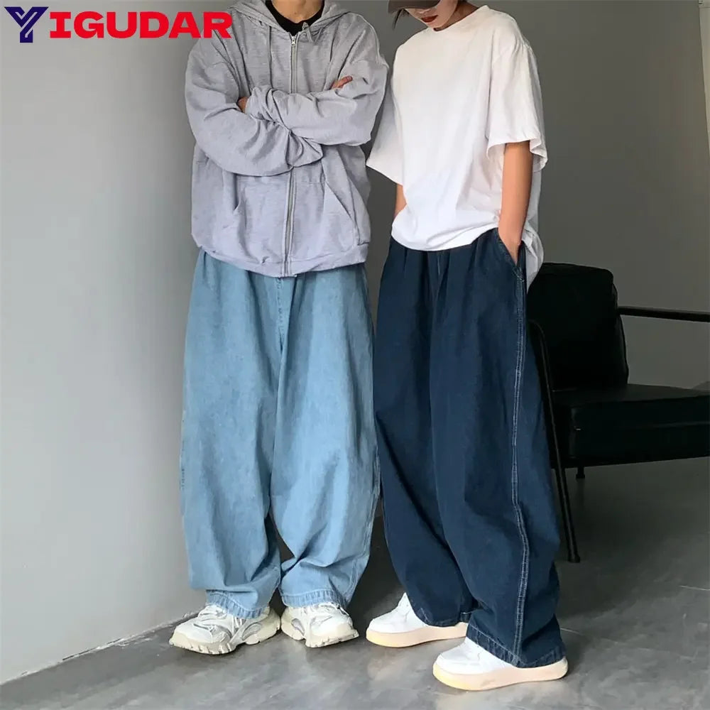 Straight Jeans Men Blue Loose Denim Trousers Neutral Y2K Jean Streetwear Casual Wide Jeans Mans Women Pants Men Baggy Men Jeans