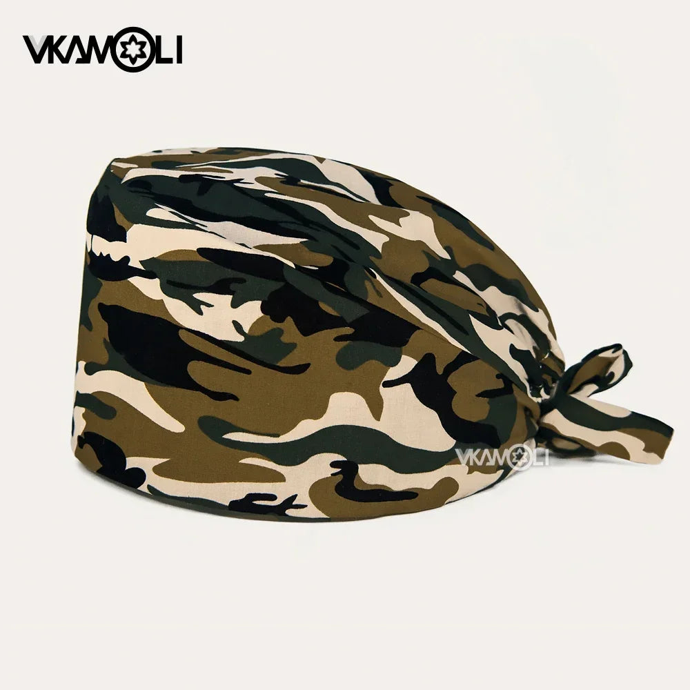 Wholesale Camouflage Print Women and Men Scrubs Caps Laboratory Health Service Station Work Cap Scrubs Hat Nursing Head Cap
