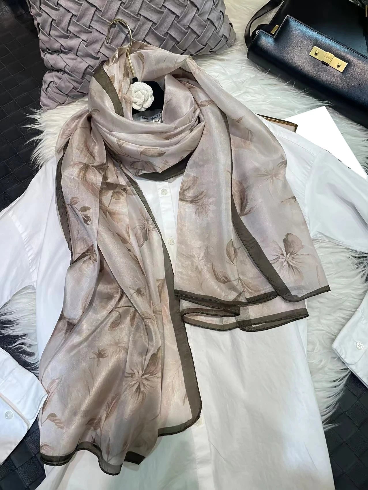 BYSIFA| Light Green Silk Scarf Ladies Fashion Spring Summer Floral Beach Scarves Shawls Fall Winter Long Scarves Wraps 180*110cm