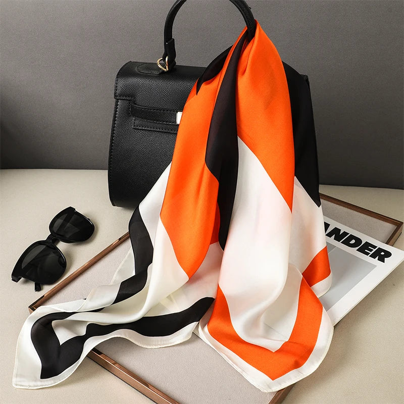 Fashion Scarves for Women Shawl Print Silk Satin Hijab Scarf Female Bandana 70*70cm Luxury Brand Square Shawls Scarfs for Ladies