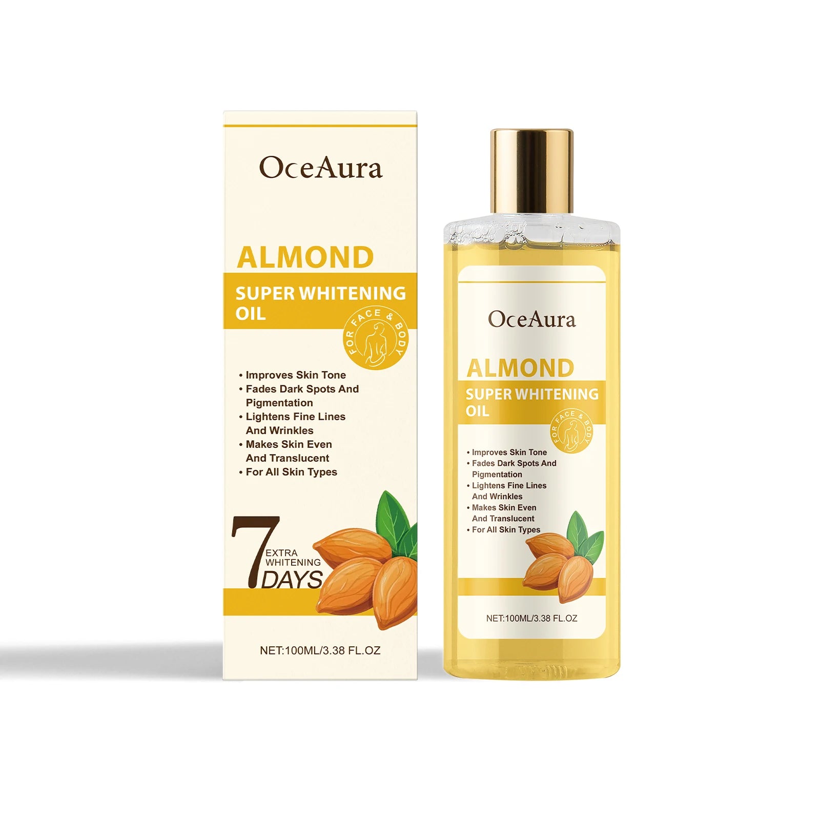 OCEAURA Super Whitening Oil Gentle Moisturizing Body Skin Moisturizing Daily Massage Care Essential Oil Deeply Nourish 3.38 OZ