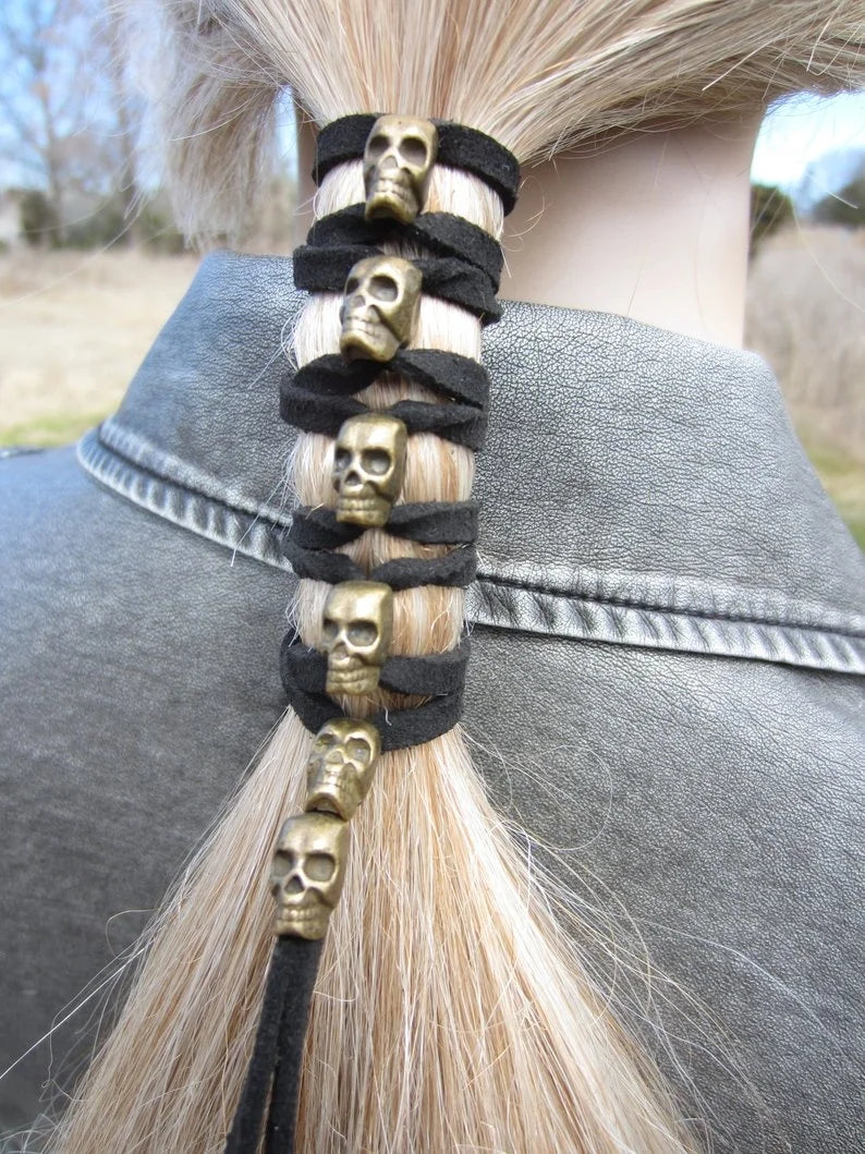 Hair Accessories Skull Jewelry Leather Ties Ponytail  Hair Glove Wrap