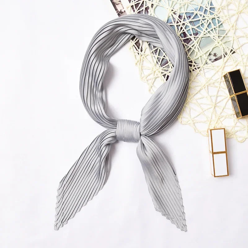 70*70cm Small Crinkle Hijab Scarf for Women Silk Satin Handkerchief Bag Scarfs Female Sqaure Headband Hair Scarves for Ladies