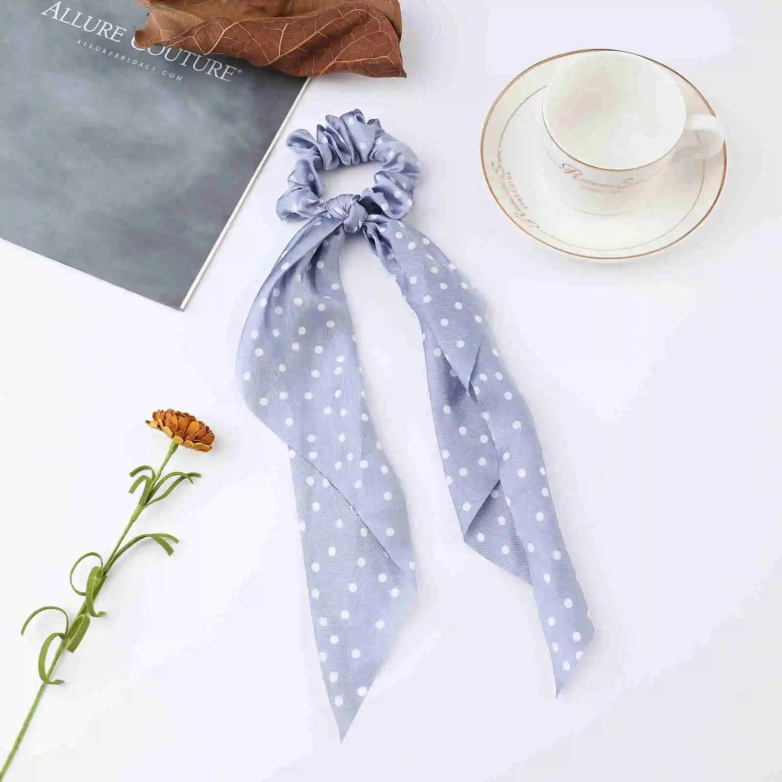 Fashion Dots Scrunchies Long Hair Rope Korean Hair Ties for Women Ponytail Scarf Sweet Elastic Hair Band Hair Accessories