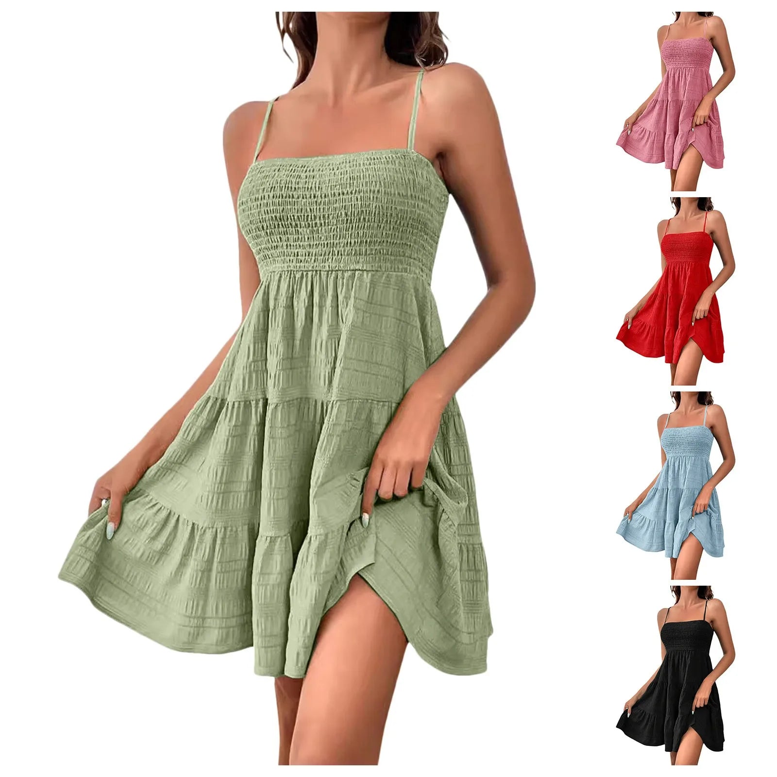 Party Dresses Short Dress Solid Ruffle Hem Short Dress Sleeveless Summer Mini Sexy Dress Dresses for Women 2024 Plus Size